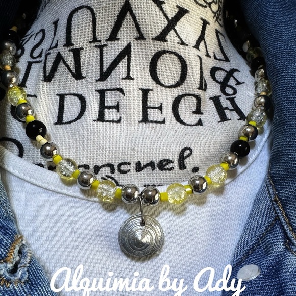 Alquimia Silver and Yellow shell citrine onyx Pendant Necklace - Picture 1 of 3